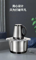3-Speed Adjustable Food Processor, Large-Capacity Home Meat Grinder, Stainless Steel Blender, Cyclone 5-Blade Meat Mincer