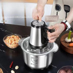 3-Speed Adjustable Food Processor, Large-Capacity Home Meat Grinder, Stainless Steel Blender, Cyclone 5-Blade Meat Mincer