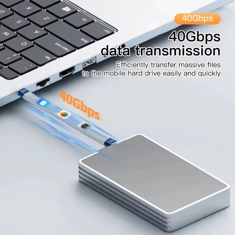 Type-C to Type-C 240W Short Cable Fast Charging USB-C Cord 40Gbps Data Transfer 8K Flat Slim FPC Data Charge Extension Cable ﻿