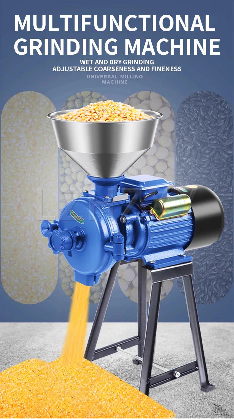 Corn grinder household 220V dry and wet dual-purpose small commercial grain superfine feed mill 3000W/4000W