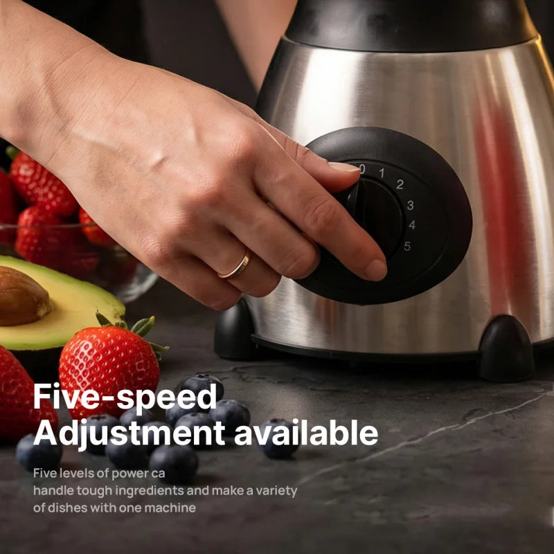 5-Speed Silent Blender 1.5L Glass Jar Multifunctional 2-in-1 Juicer Grinder Household Smoothie Milkshake Food Mixer Kitchen Blen