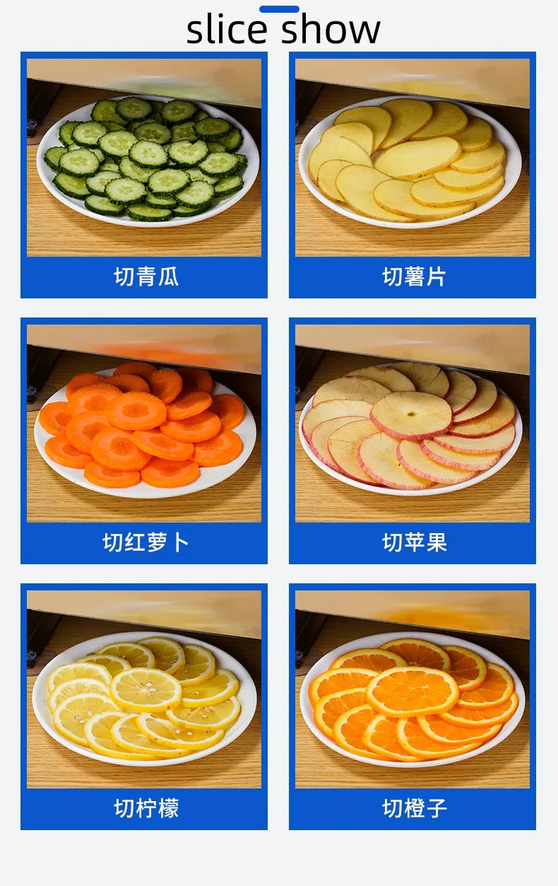Commercial Vegetable and Fruit Multi-Function Slicer Electric Automatic Lemon Potato Slicer Manual and Electric Dual Use