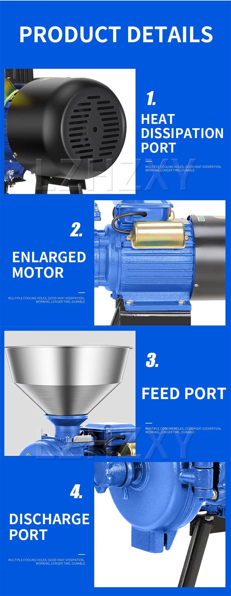 Corn grinder household 220V dry and wet dual-purpose small commercial grain superfine feed mill 3000W/4000W
