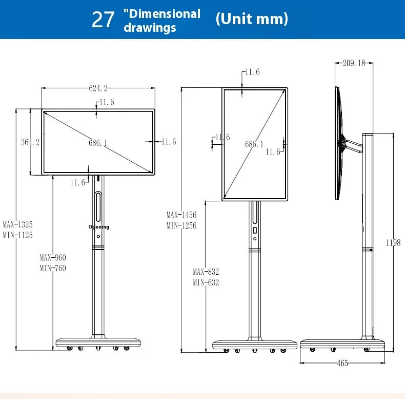 23.8-Inch Portable Smart TV All-In-One Multimedia Indoor Movable Screen Wireless Display with Text Function
