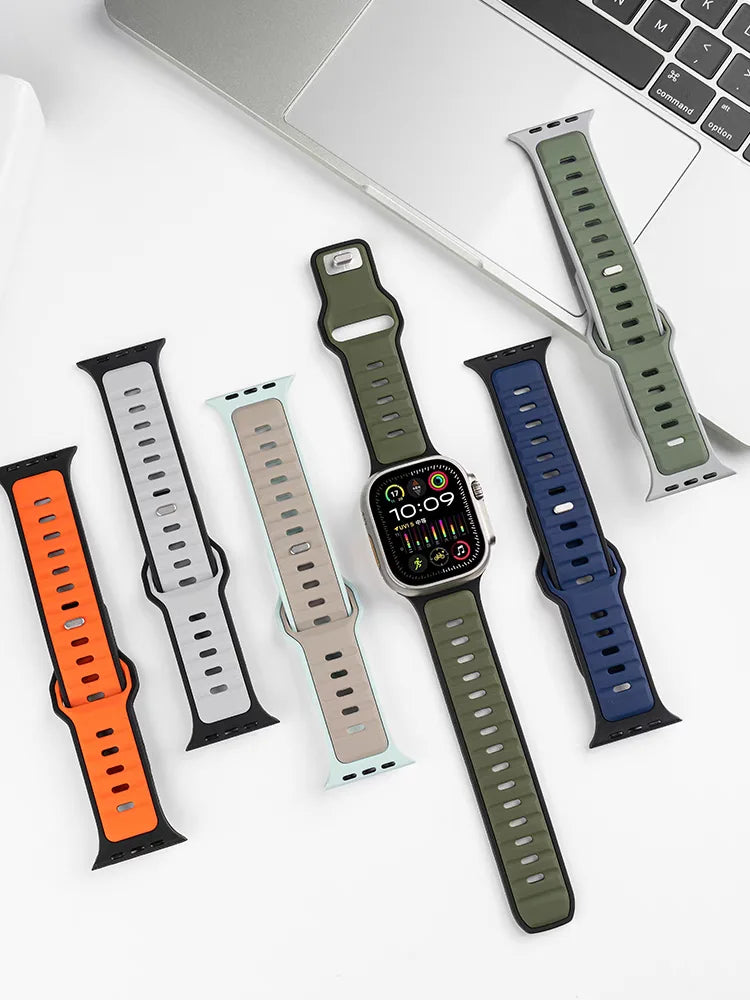 For Iwatch Series 11 10 9 8 7 6 5 4 SE3 Ultra 1 2 Silicone Strap Sports Band for Apple Watch 49mm 46mm 45mm 44mm 42mm 41mm 40mm