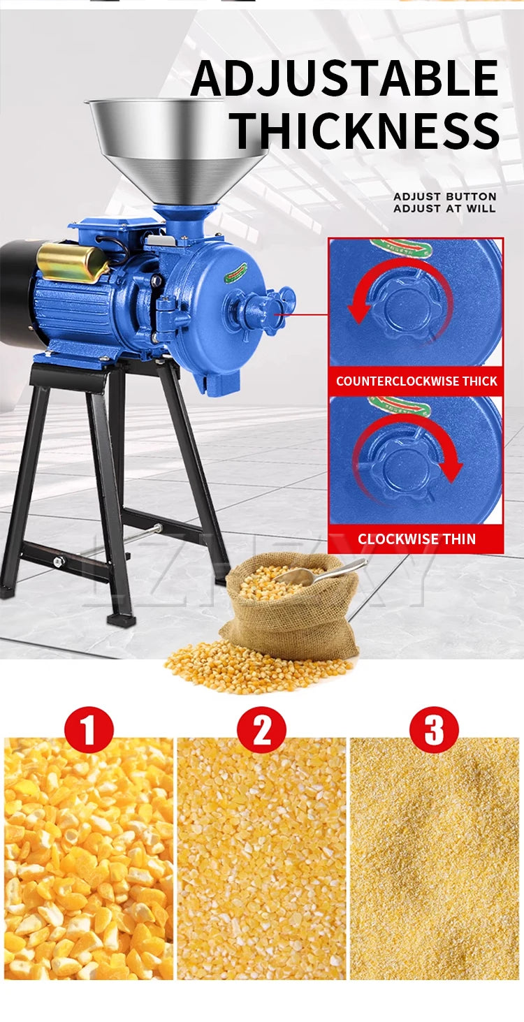 Corn grinder household 220V dry and wet dual-purpose small commercial grain superfine feed mill 3000W/4000W