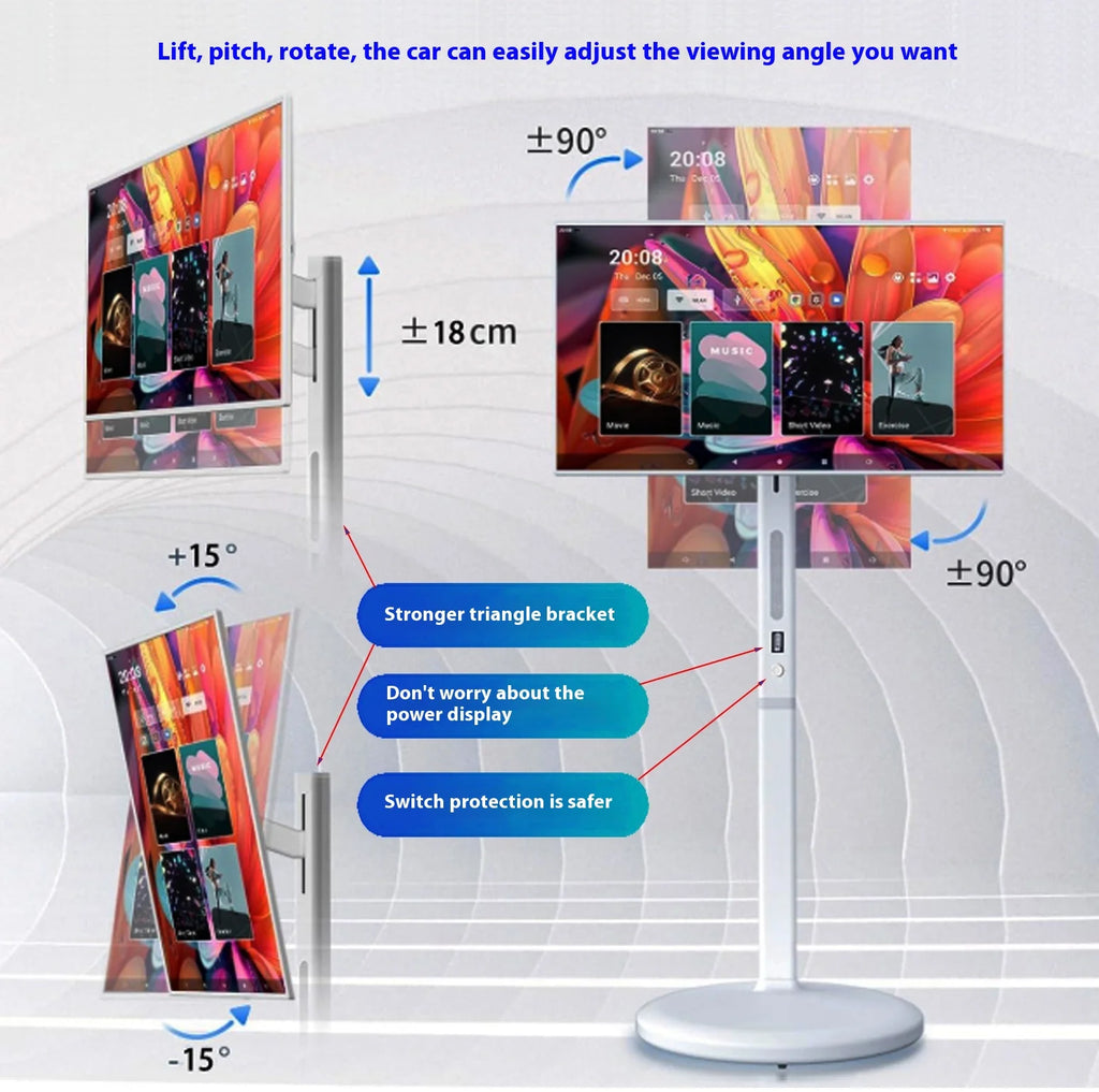 23.8-Inch Portable Smart TV All-In-One Multimedia Indoor Movable Screen Wireless Display with Text Function