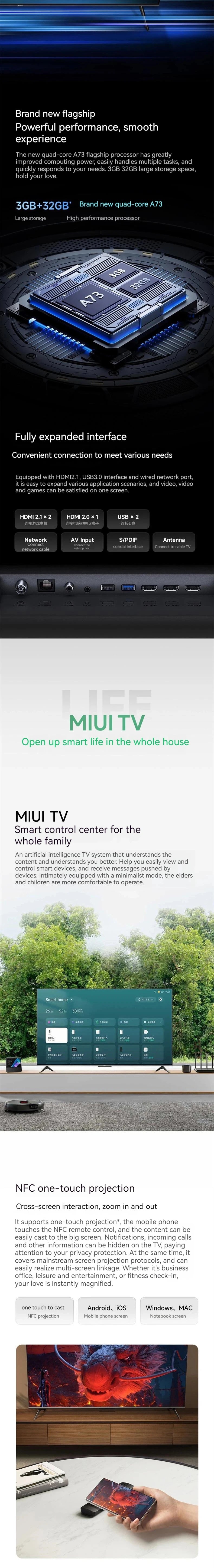 Smart 65 Inch 144Hz Wifi6 4K Smart Gaming Television  for Home Cinema Gaming Professional Pro