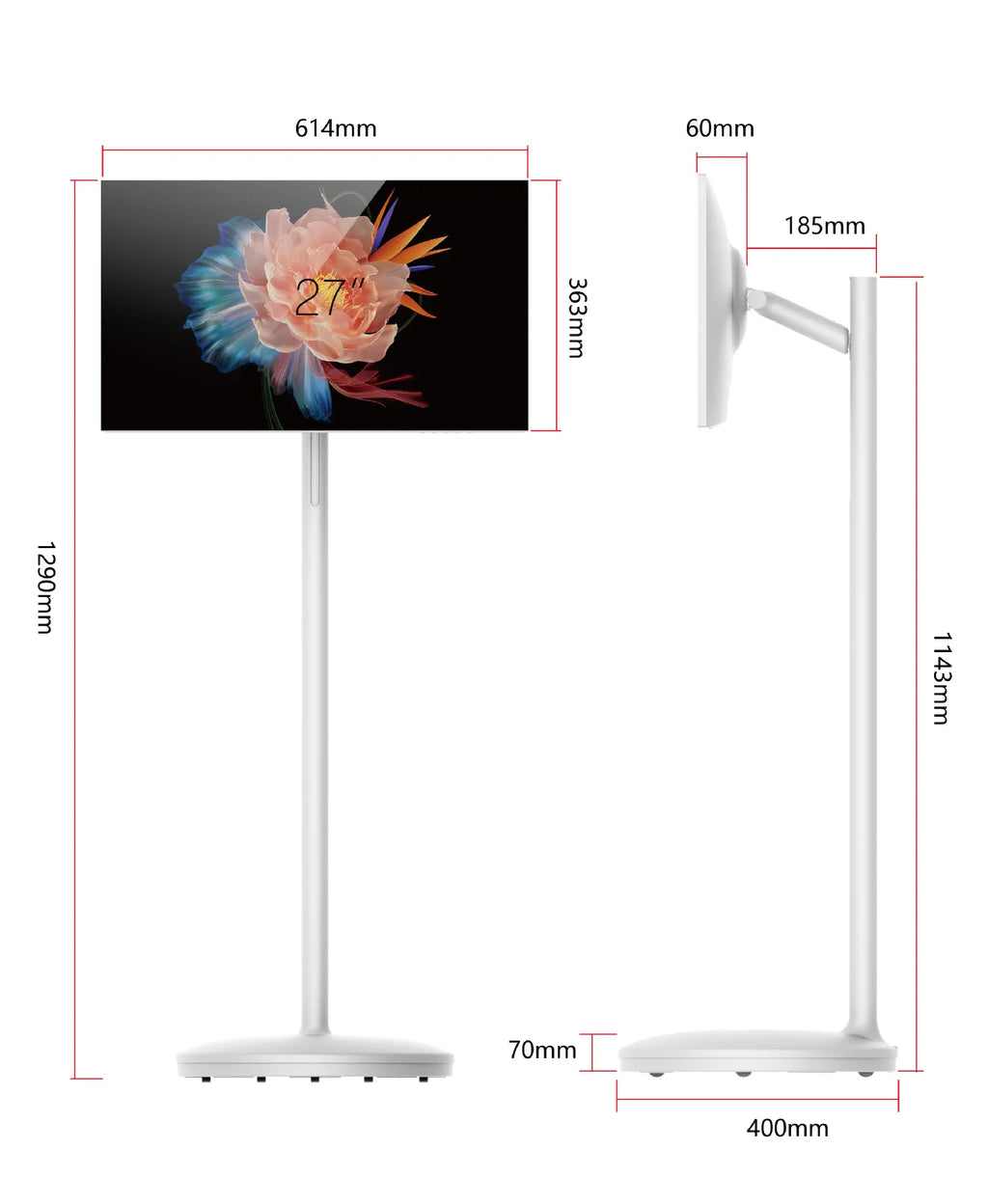 23.8-Inch Portable Smart TV All-In-One Multimedia Indoor Movable Screen Wireless Display with Text Function