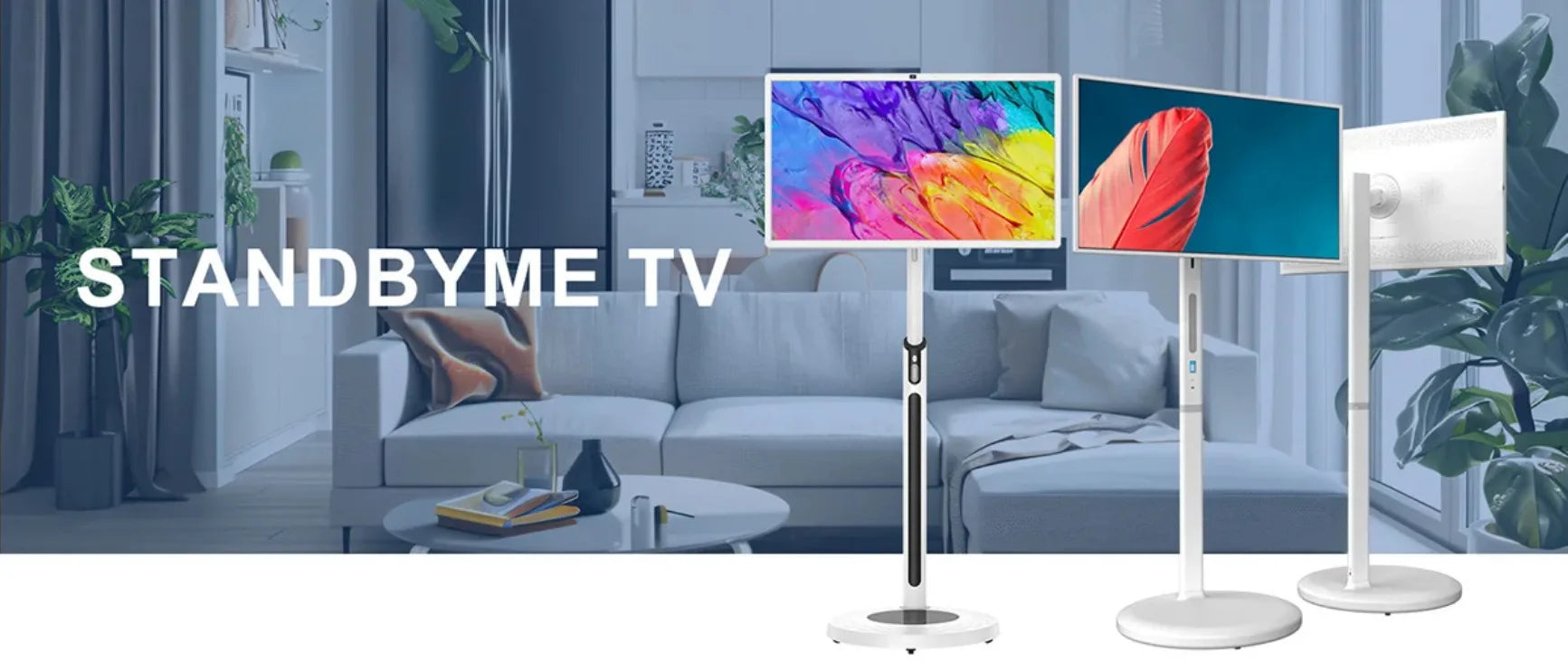23.8-Inch Portable Smart TV All-In-One Multimedia Indoor Movable Screen Wireless Display with Text Function