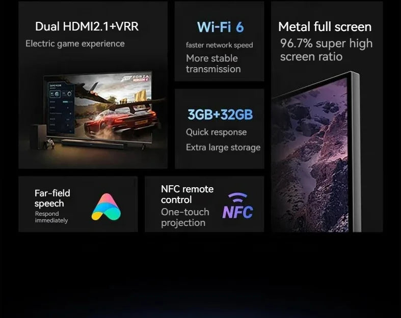 Smart 65 Inch 144Hz Wifi6 4K Smart Gaming Television  for Home Cinema Gaming Professional Pro