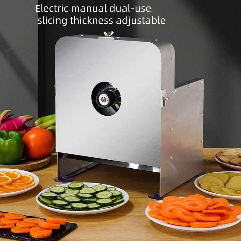 Commercial Vegetable and Fruit Multi-Function Slicer Electric Automatic Lemon Potato Slicer Manual and Electric Dual Use