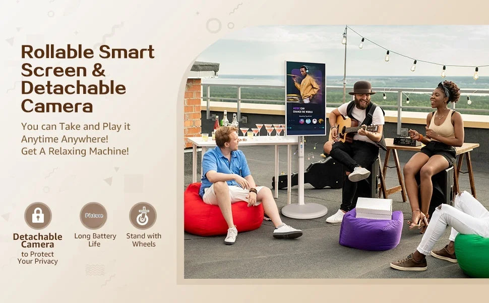 23.8-Inch Portable Smart TV All-In-One Multimedia Indoor Movable Screen Wireless Display with Text Function