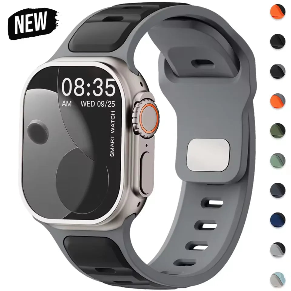 For Iwatch Series 11 10 9 8 7 6 5 4 SE3 Ultra 1 2 Silicone Strap Sports Band for Apple Watch 49mm 46mm 45mm 44mm 42mm 41mm 40mm