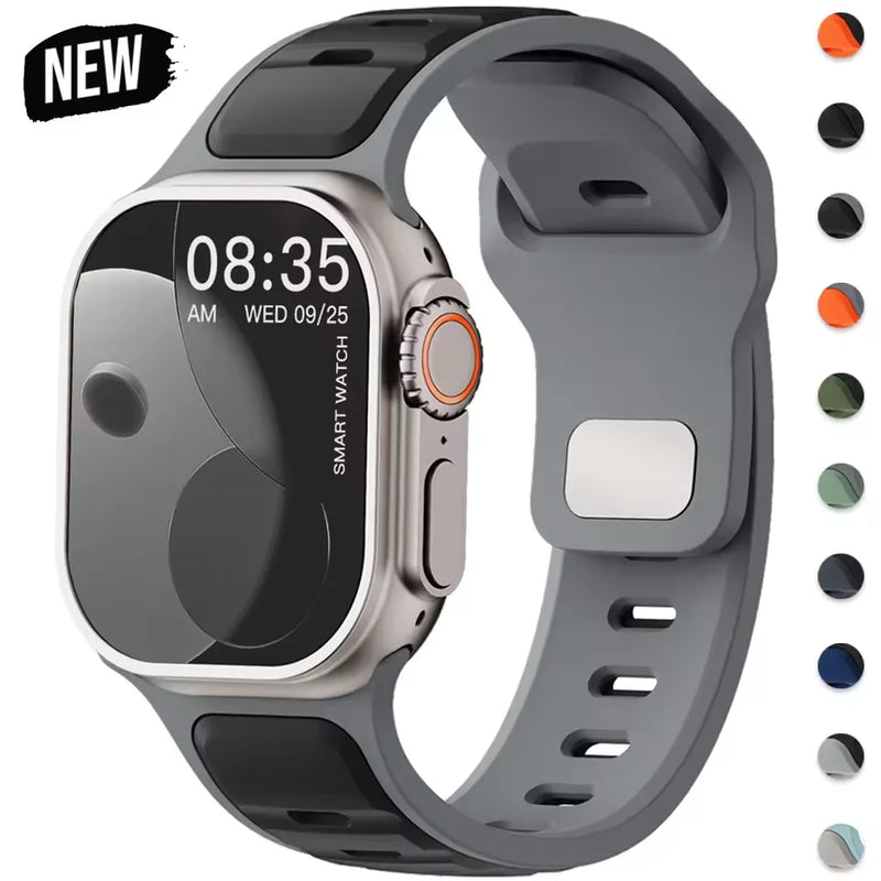 For Iwatch Series 11 10 9 8 7 6 5 4 SE3 Ultra 1 2 Silicone Strap Sports Band for Apple Watch 49mm 46mm 45mm 44mm 42mm 41mm 40mm
