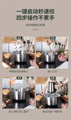 3-Speed Adjustable Food Processor, Large-Capacity Home Meat Grinder, Stainless Steel Blender, Cyclone 5-Blade Meat Mincer