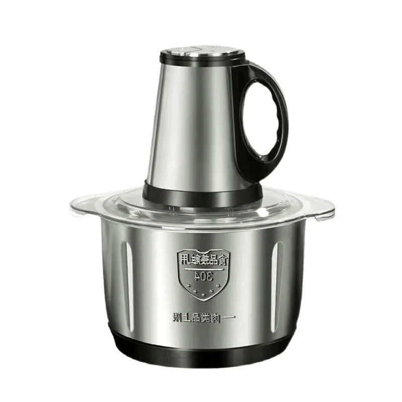 3-Speed Adjustable Food Processor, Large-Capacity Home Meat Grinder, Stainless Steel Blender, Cyclone 5-Blade Meat Mincer