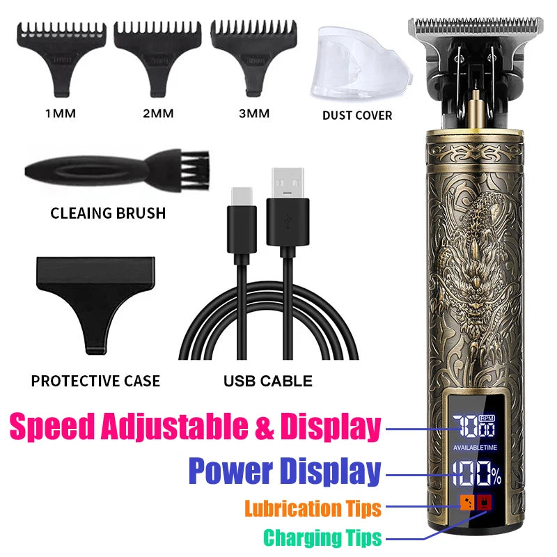 New Hair Clipper For Men's Beard Shaver Professional Version of Wireless Electric  Hair Trimmer Retro T9 Hair Cutting Machine