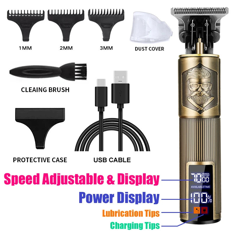 New Hair Clipper For Men's Beard Shaver Professional Version of Wireless Electric  Hair Trimmer Retro T9 Hair Cutting Machine